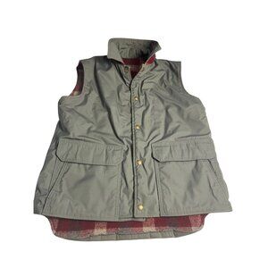 Vintage 70’s  Woolrich Reversible Red Plaid Flannel & Gray Vest  M wool blend